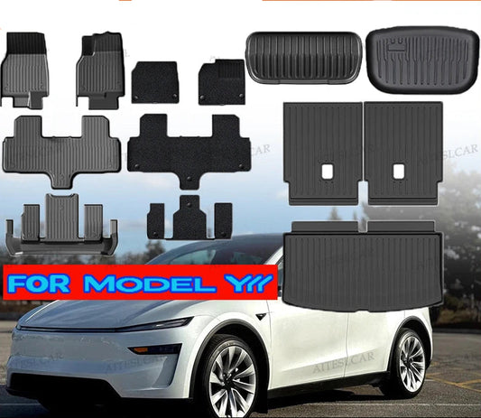 For Tesla Model Y L Launch 2026 Juniper 2025+ TPE Car Floor Mats Pedals Luggage Trunk Mat Set Four Seasons Waterproof Anti-S
