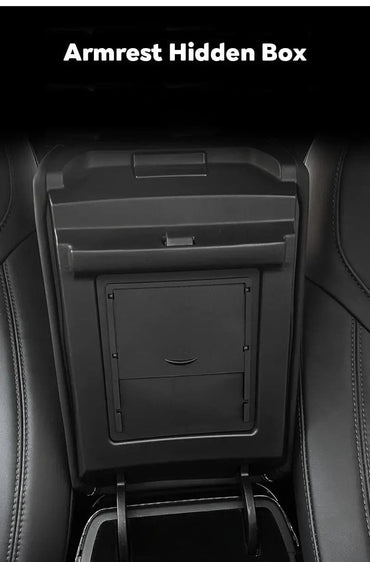 Tesla Model Y Armrest Privacy Storage Box Flocking — Detail View Australia