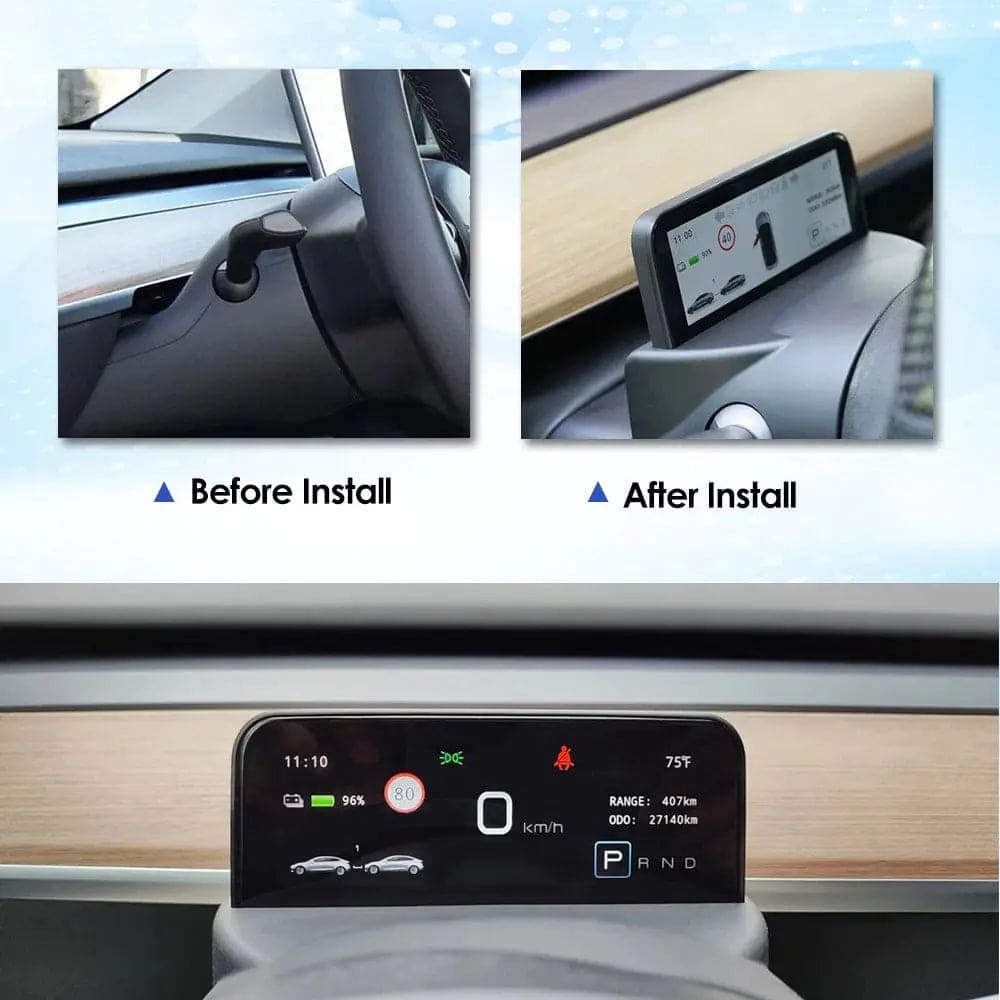 Tesla Model Y HUD Screen 4.6'' High Definition LCD Dashboard Instrument Cluster Speedometer - Tes Accessories