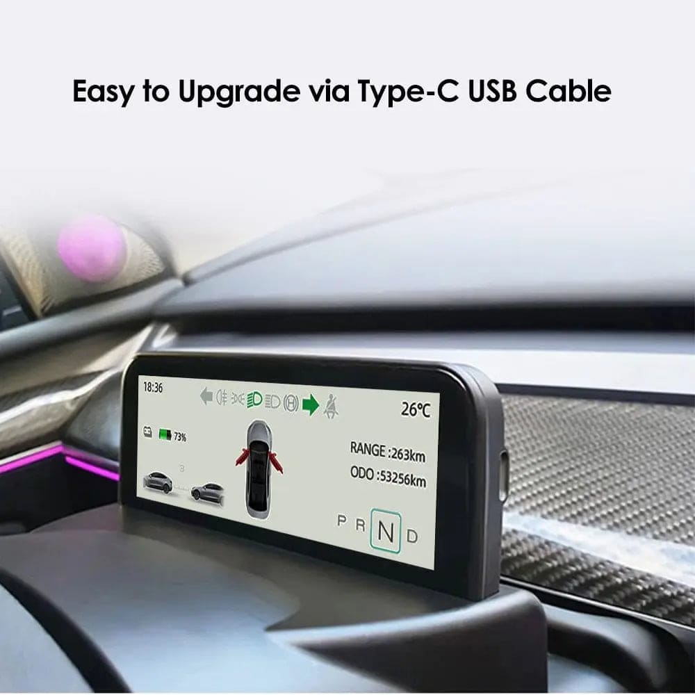 Tesla Model Y HUD Screen 4.6'' High Definition LCD Dashboard Instrument Cluster Speedometer - Tes Accessories