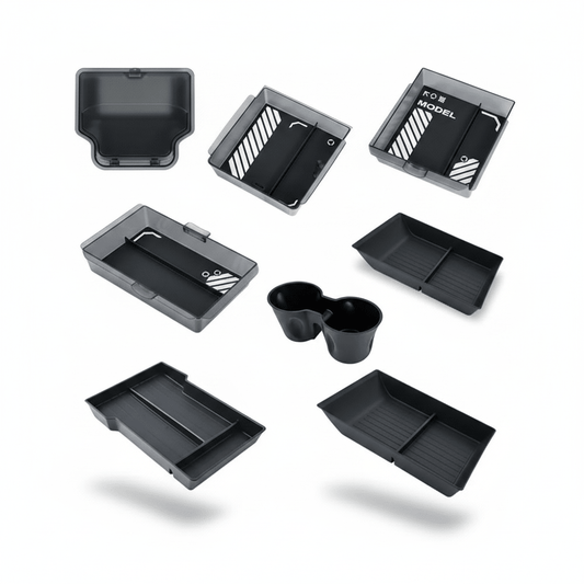 Tesla Model Y L Console Storage Organiser — Translucent ABS ( 6 Pcs) - Tes Accessories
