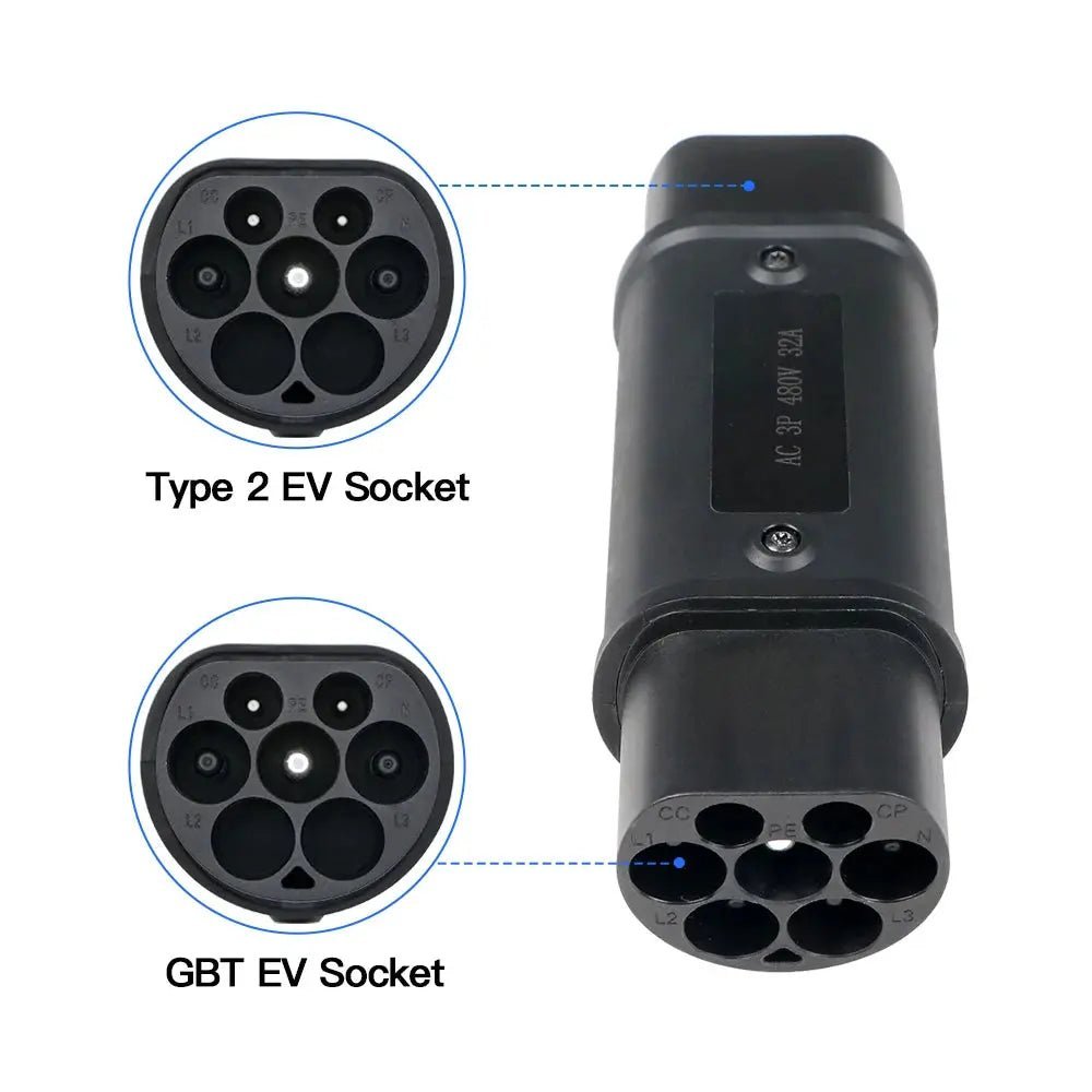 Type 2 to GBT EV Charging Adapter 16A 32A — Australia