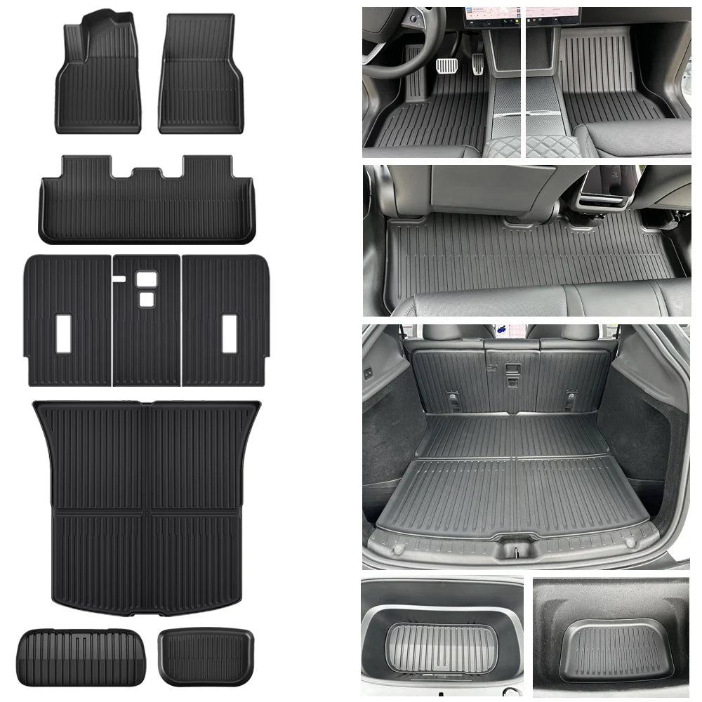 for Tesla Model Y Juniper 2025 2026 Floor Mats TPE Front Rear Cargo Liner Backrest Pads Trunk Mats for Tesla Accessories