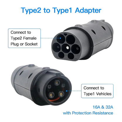 type2 to type1 ev charger adapter