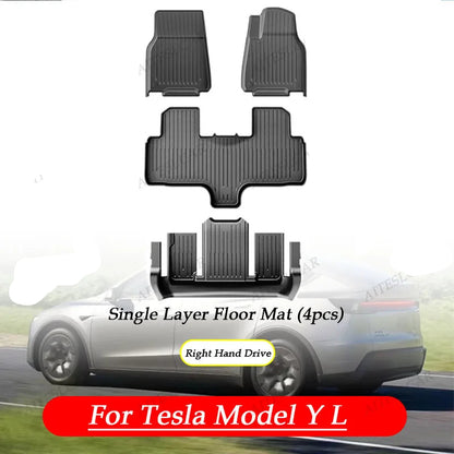 For Tesla Model Y L Launch 2026 Juniper 2025+ TPE Car Floor Mats Pedals Luggage Trunk Mat Set Four Seasons Waterproof Anti-S