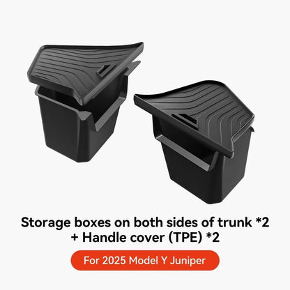 Car Trunk Side Left Right Tidying Packet Storage Box for Tesla Model Y/YL Juniper 2025-2026 Flocking Mat Cover Organizer