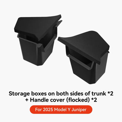 Car Trunk Side Left Right Tidying Packet Storage Box for Tesla Model Y/YL Juniper 2025-2026 Flocking Mat Cover Organizer