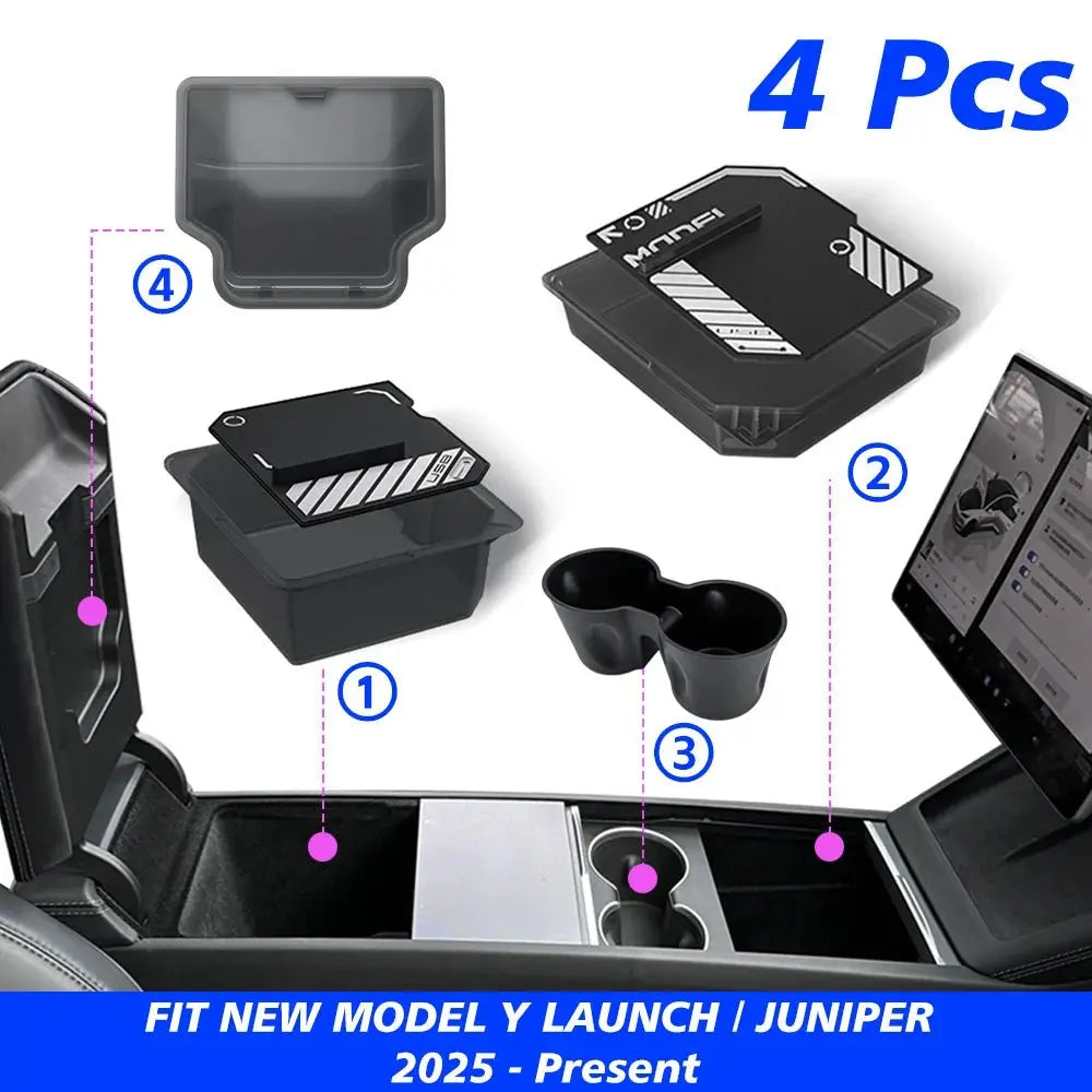 Elevate Your Tesla Model Y with Our Stylish Console & Armrest Storage Box - 2025 Juniper Edition - Tes Accessories