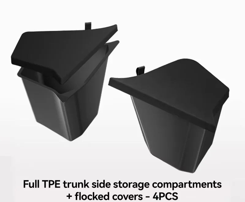 Car Trunk Side Left Right Tidying Packet Storage Box for Tesla Model Y/YL Juniper 2025-2026 Flocking Mat Cover Organizer