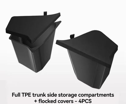 Car Trunk Side Left Right Tidying Packet Storage Box for Tesla Model Y/YL Juniper 2025-2026 Flocking Mat Cover Organizer