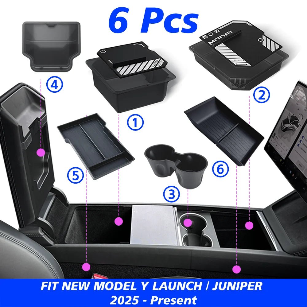 Elevate Your Tesla Model Y with Our Stylish Console & Armrest Storage Box - 2025 Juniper Edition - Tes Accessories