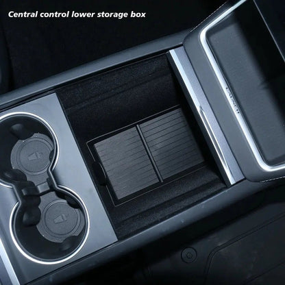 Tesla Model Y Console Armrest Storage Box 2025 Juniper — Installation View