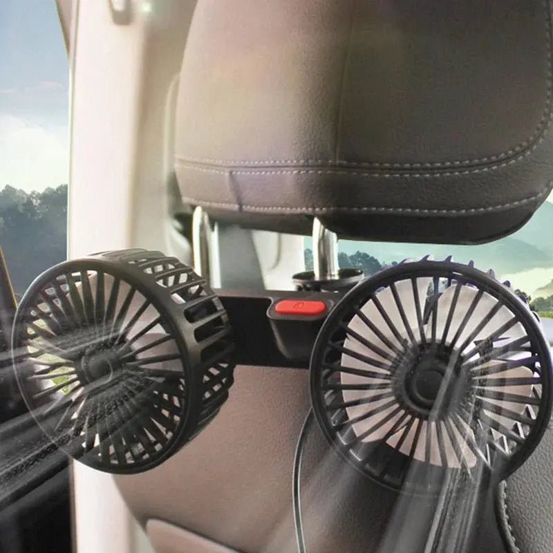 Portable USB Car Fan 360 Degree Dual Heads — Detail View Australia