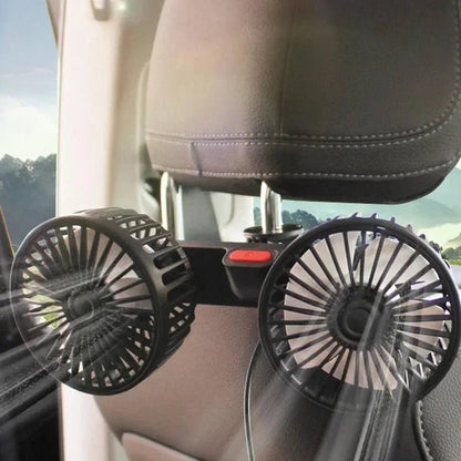 Portable USB Car Fan 360 Degree Dual Heads — Detail View Australia