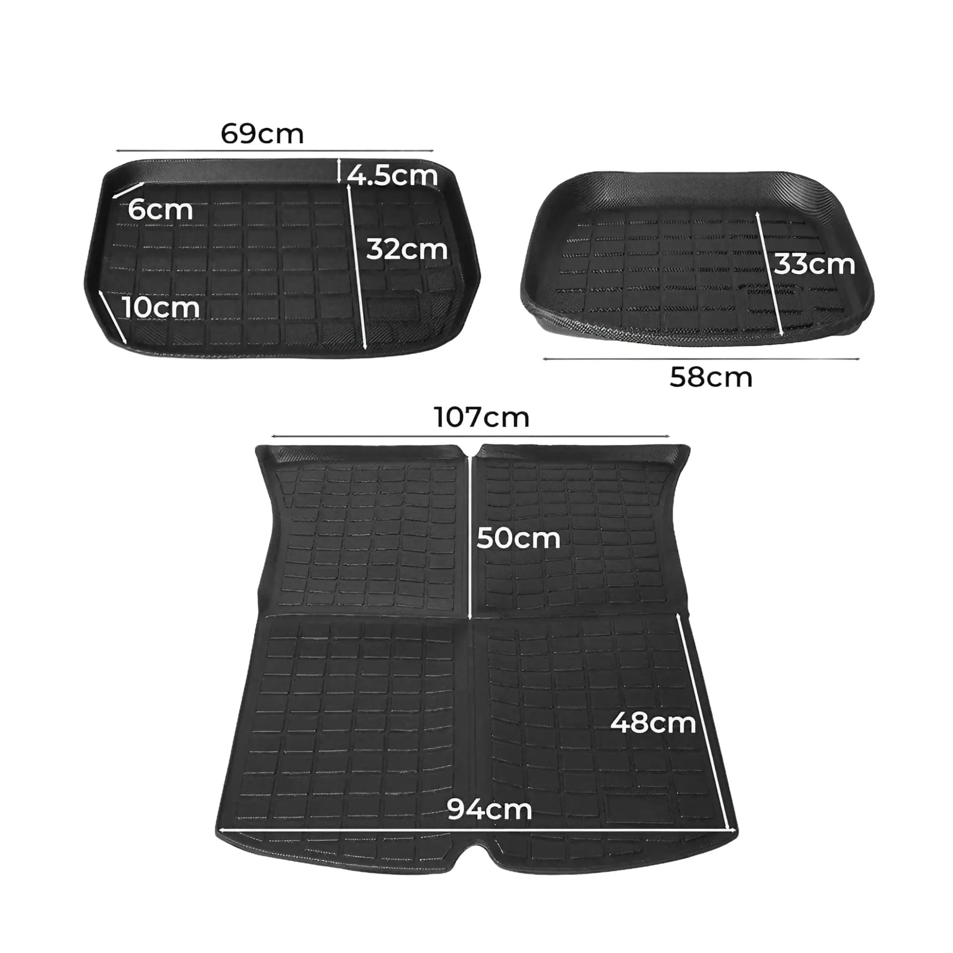 Tesla floor mats model y front, rear and trunk - Tes Accessories
