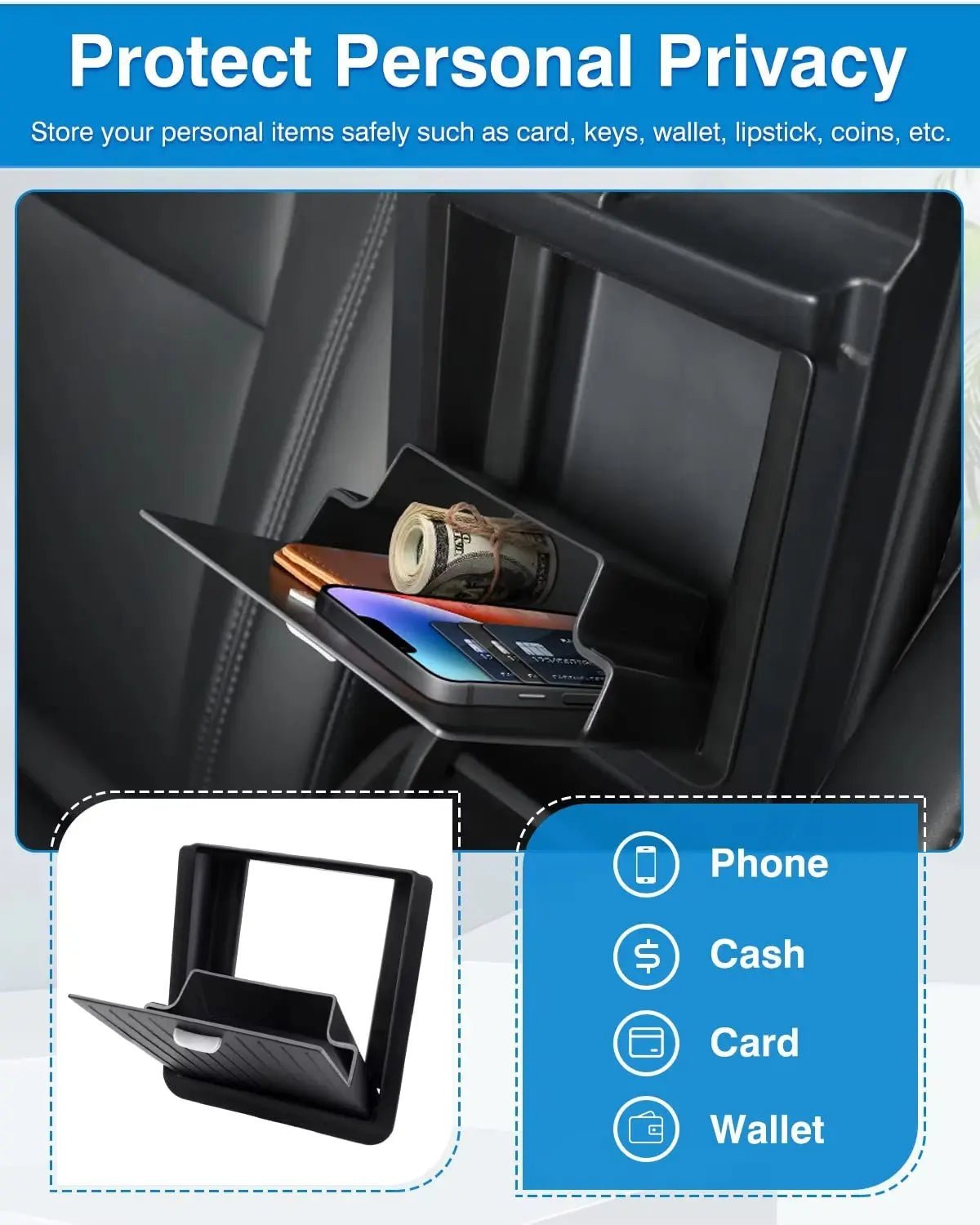 Tesla Model 3 Highland Armrest Privacy Storage Box Flocking — Premium Quality Australia