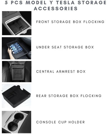 Tesla Model Y Center Console Storage Bundle 5-Piece — Detail View Australia