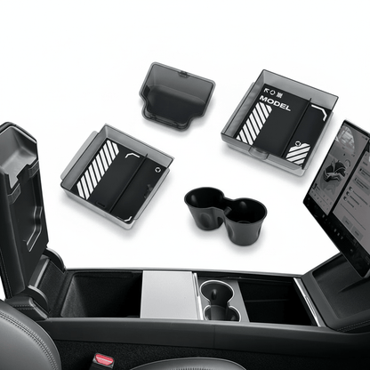 Tesla Model Y L Console Storage Organiser — Translucent ABS (2, 4 Pcs) - Tes Accessories