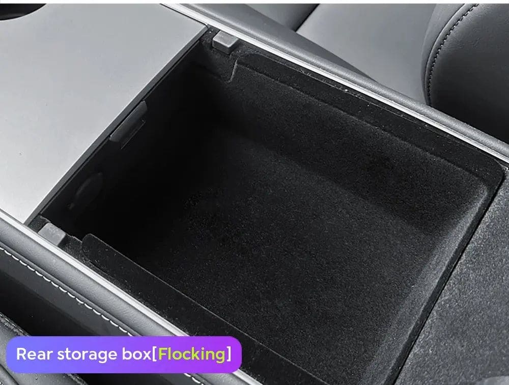 Tesla Model Y Rear Console Storage Organizer Flocking — Perfect Fit Tesla
