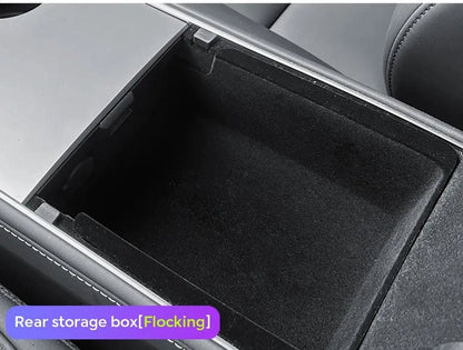 Tesla Model Y Rear Console Storage Organizer Flocking — Perfect Fit Tesla