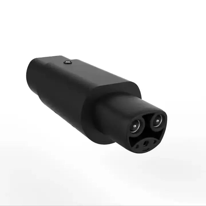 Type 2 to Tesla Adapter Public AC Station — Close-Up Detail